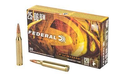 Federal, Fusion, 25-06REM, 120 Grain, Boat Tail, 20 Round Box