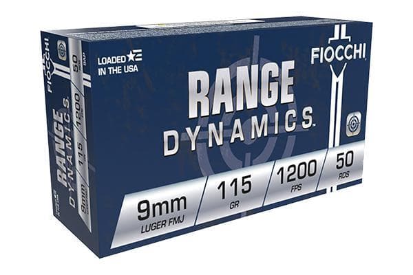 Fiocchi RANGE DYNAMICS PISTOL AMMO 9MM 115 GR. FMJ 50 RD.
