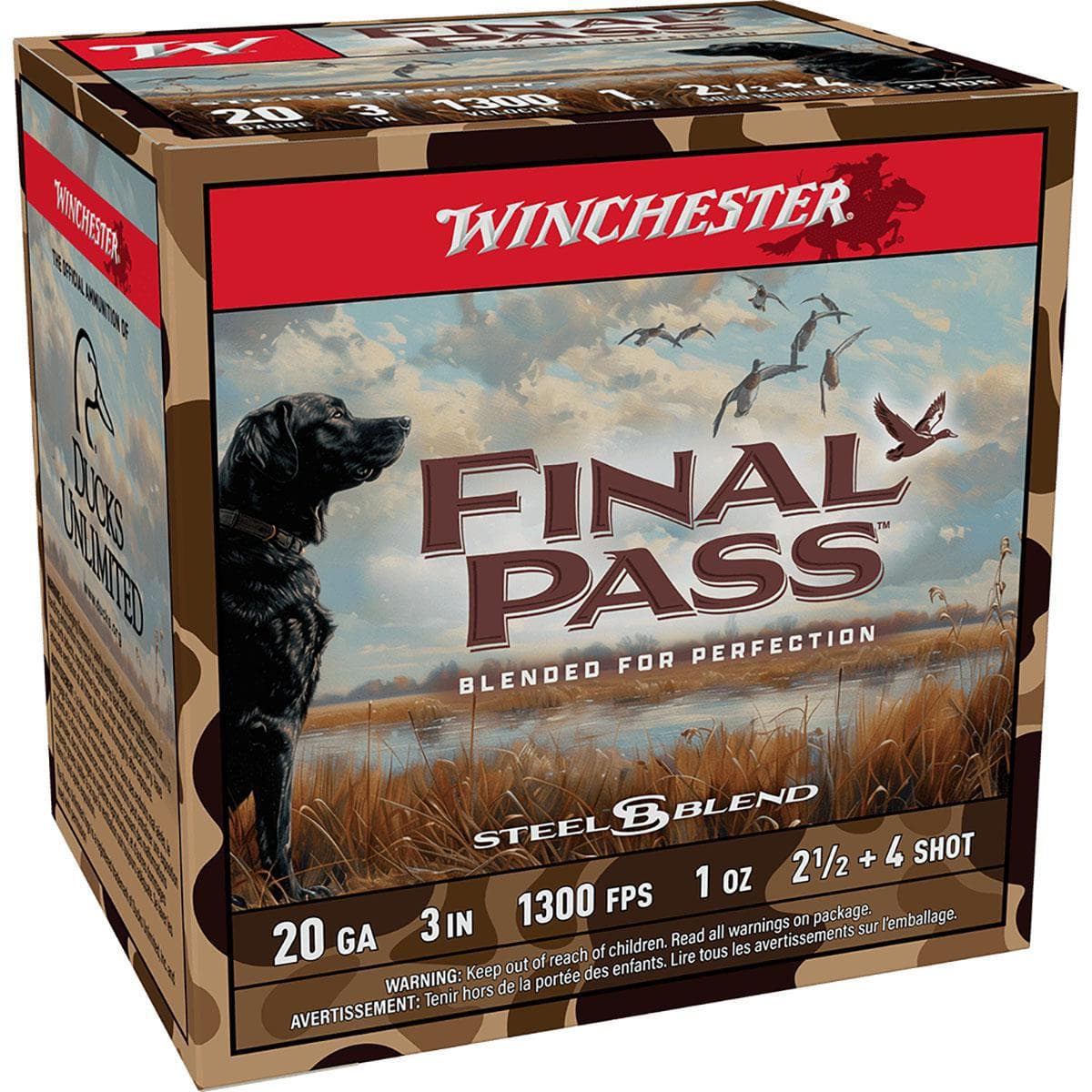 Winchester Final Pass 20 Gauge 3″ 1oz #2.5 & #4 Shot Blend 25/Box