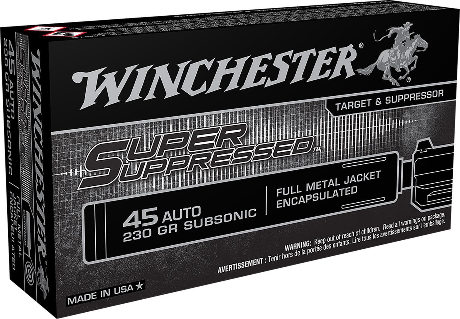 Winchester Super Suppressed 45ACP Subsonic 230gr Full Metal Jacket