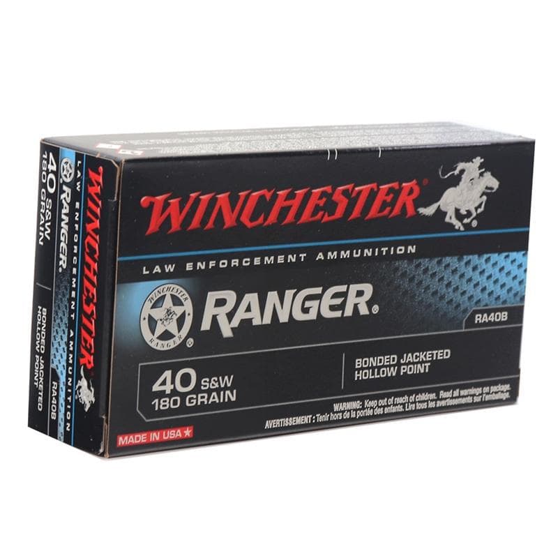 Winchester Ranger 40 S&W Ammo 180 Grain Bonded Jacketed Hollow Point