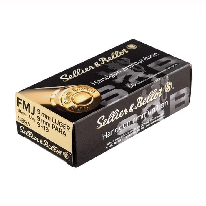 S&B 9mm Luger 124gr Full Metal Jacket 50/Box