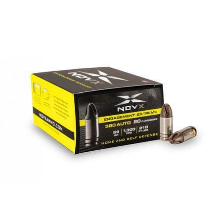 NovX Engagement Extreme Lead-Free Handgun Ammunition .380 Auto 56 gr 1300 fps 20/ct
