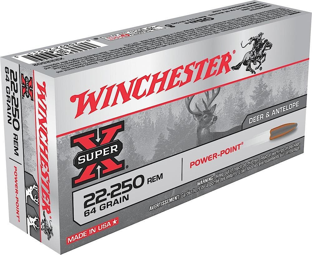 Winchester Ammo X222502 Super X 22-250 Rem 64 gr Power Point 20 Per Box