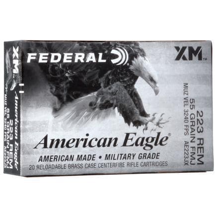 Federal 5.56 REM 55GR FMJ-BT AMMO 20RD