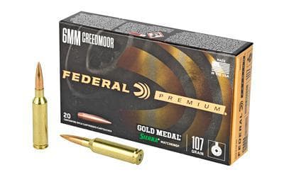 Federal, Premium, Sierra Match King, 6MM Creedmoor, 107Gr, Hollow Point, 20 Round Box