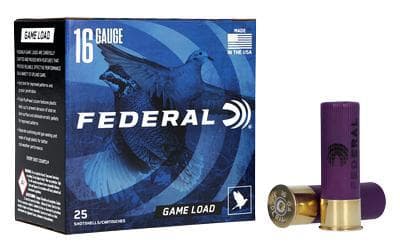 Federal, Game Load, 16 Gauge, 2.75″, #6, 2.5 Dram, 1oz, Shotshell, 25 Round Box