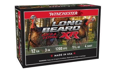Winchester Ammunition, Long Beard XR, 12 Gauge, 3″ Chamber, #4, 1.75 oz, Shotshell Shot-Lok with Lead Shot, 10 Round Box