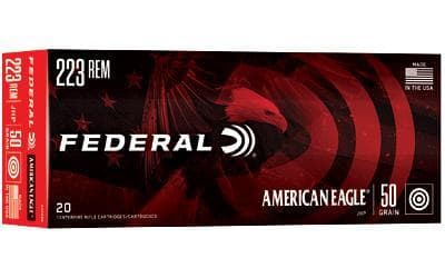 Federal, American Eagle, 223 Remington, 50 Grain, Jacketed Hollow Point, 20 Round Box