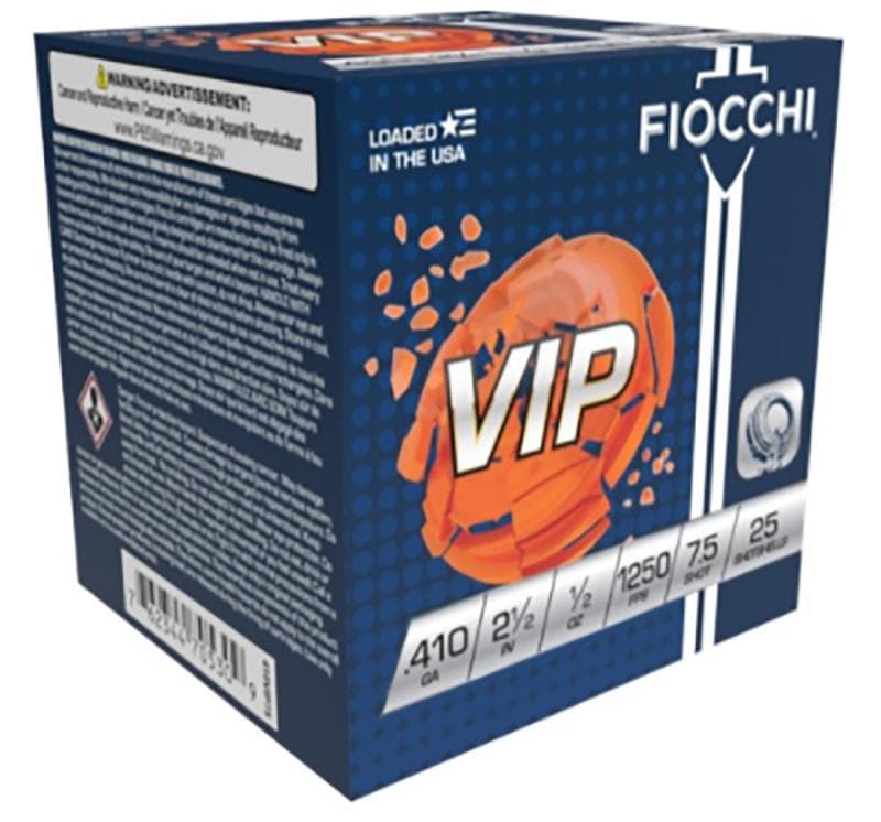 Fiocchi VIP, .410 Bore, 2 1/2″ 1/2 oz, #7.5 Shot, 25/Box