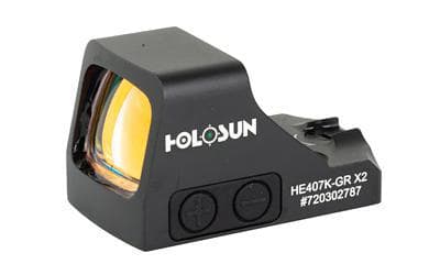 Holosun Technologies, 407K-X2 Green Dot, Black Color, Side Battery, 6 MOA Dot