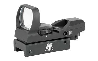 NcSTAR, 4 Reticle Reflex, 4 Reticles,(Bullseye, Star Burst, Dot, and Cross), Black, Weighs 4.3oz, 3MOA Dot, 7 Brightness Settings, Clamp on Weaver/Picatinny Rail Mount