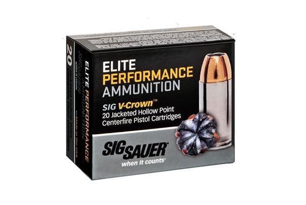 Sig Sauer Elite Performance Pistol Ammunition .45 ACP 200 gr Elite V-Crown JHP 918 fps 20/ct