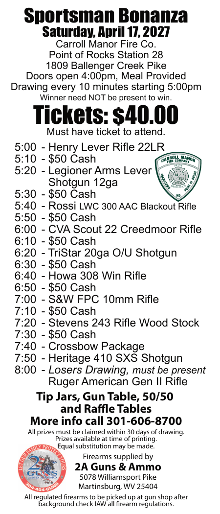 Carroll Manor Fire Co. Sportsman Bonanza flyer